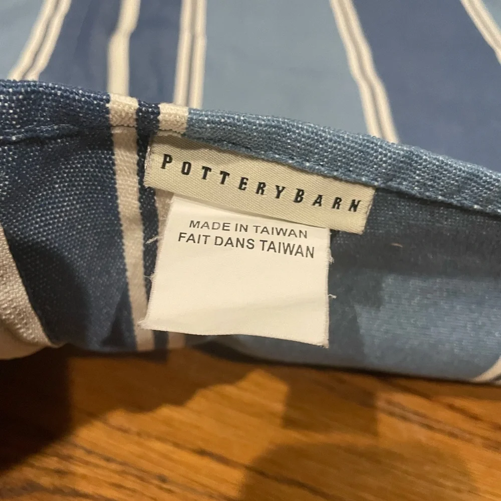 Pottery Barn Awning Stripe Outdoor Umbrella Round Tablecloth Blue 55